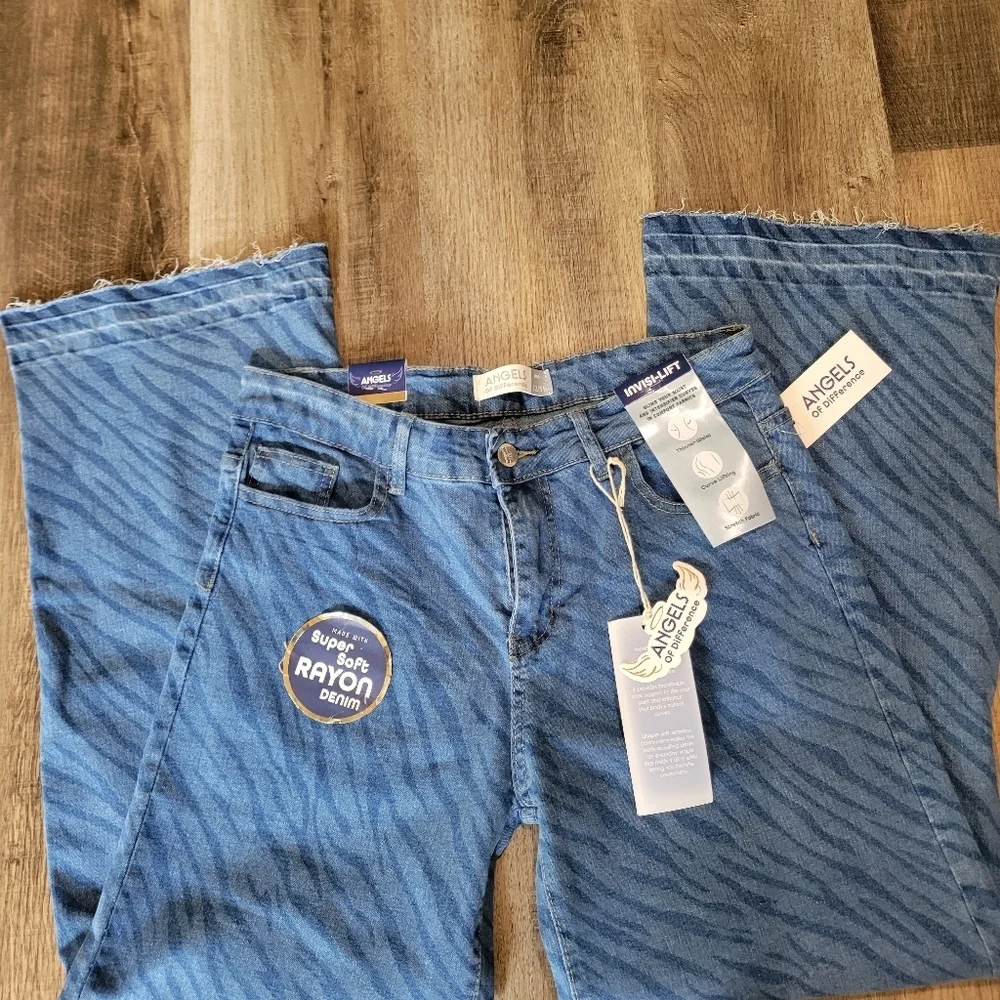 Angels Blue Zebra Print Jeans - Picture 2 of 15